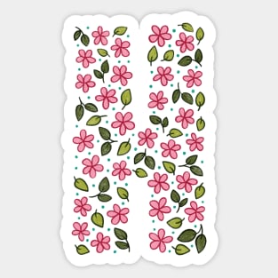 Floral Monogram Letter H Sticker